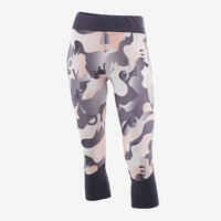 Girls' Breathable Synthetic Cropped Leggings - Grey/Print