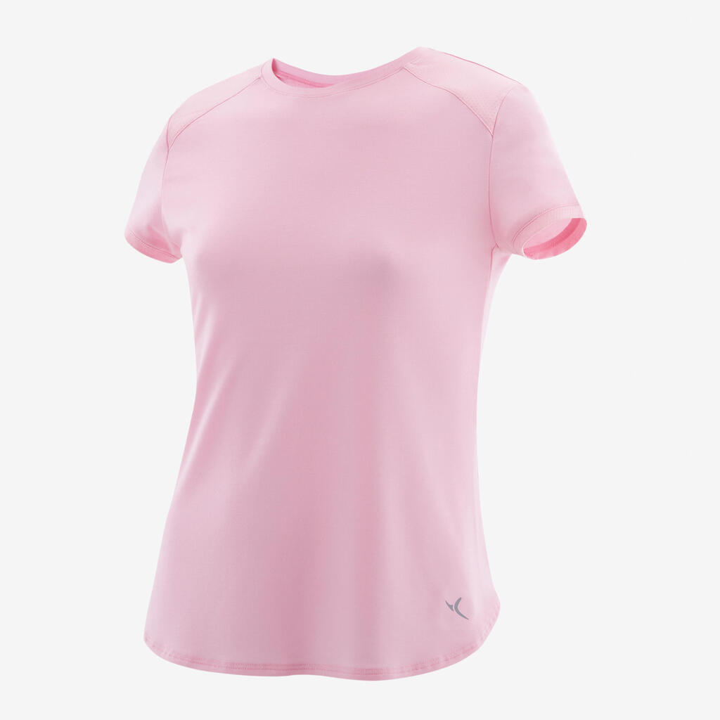 Girls' Breathable Short-Sleeved Gym T-Shirt 500 - Light Pink