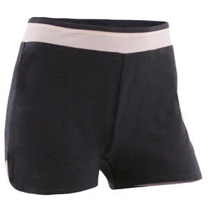Short Pantalón Corto Niña Algodón Transpirable 500 Gimnasia Gris Rosa Liso