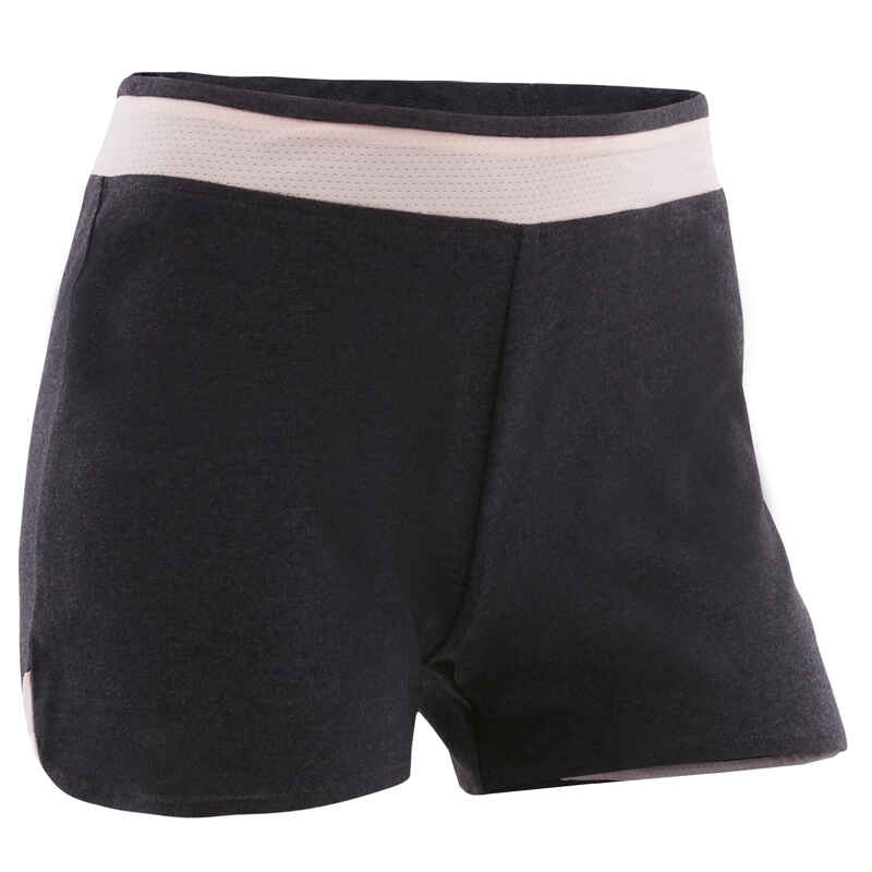 Shorts atmungsaktiv 500 Gym Mädchen grau/rosa Shorts atmungsaktiv 500 Gym Mädchen grau/rosa