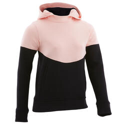 Sweat capuche poches zippées noir rose ENFANT
