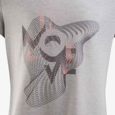 Girls' Breathable T-Shirt - Light Grey Print