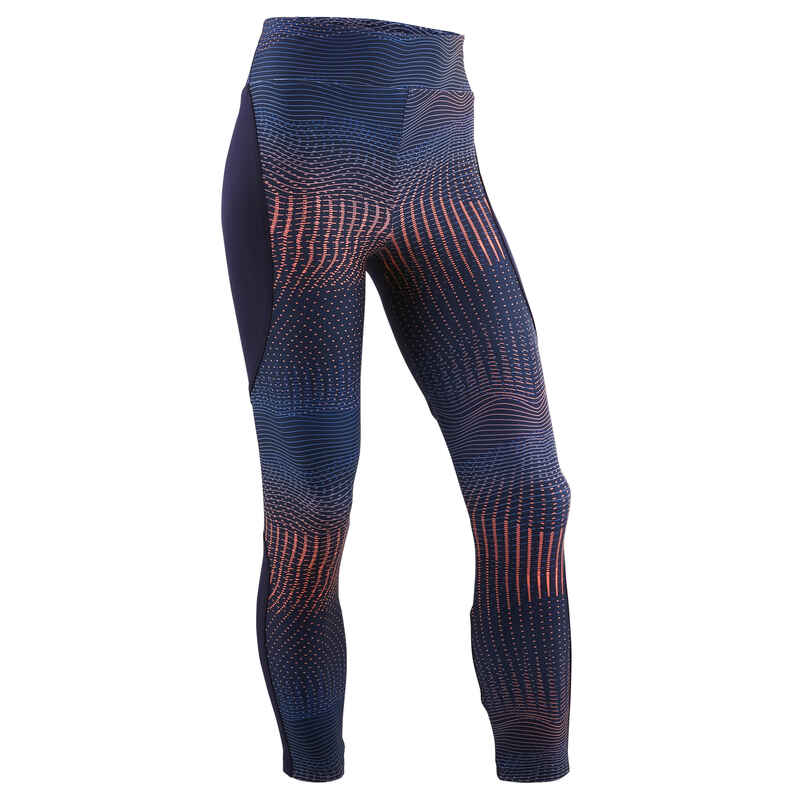 Girls' Synthetic Breathable Leggings - Navy/Print