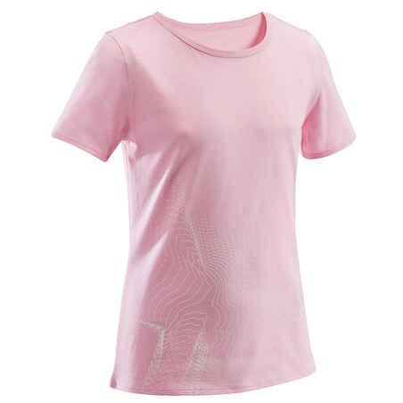 T-Shirt Basic Kinder hellrosa mit Grafikprint