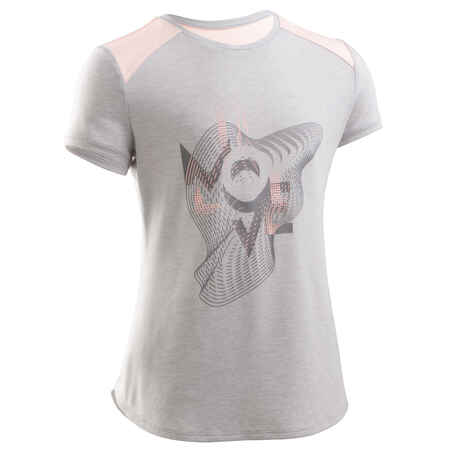 Girls' Breathable T-Shirt - Light Grey Print