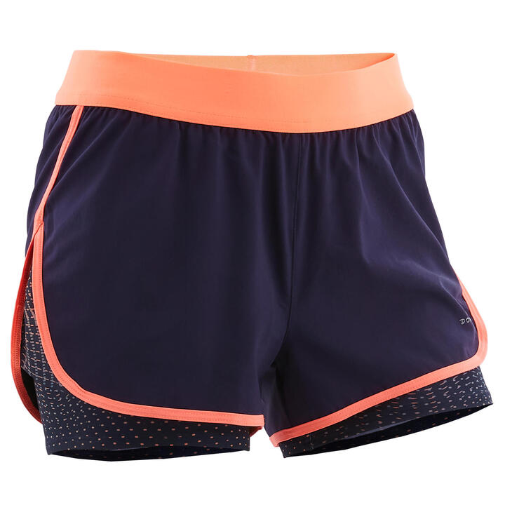 W900 Girls' Breathable Gym Shorts Print DOMYOS Decathlon
