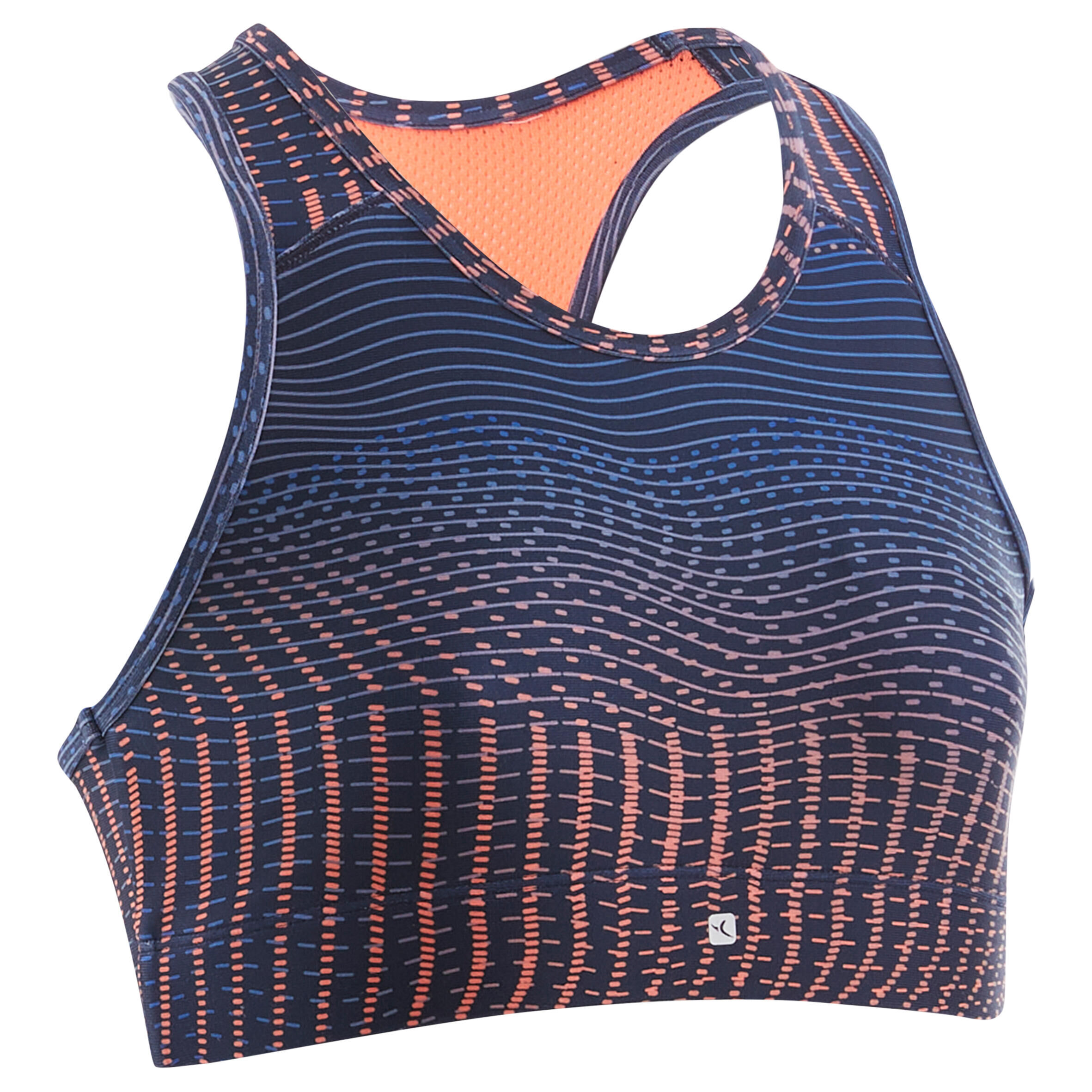 DOMYOS Girls' Breathable Sports Bra - Blue/Coral