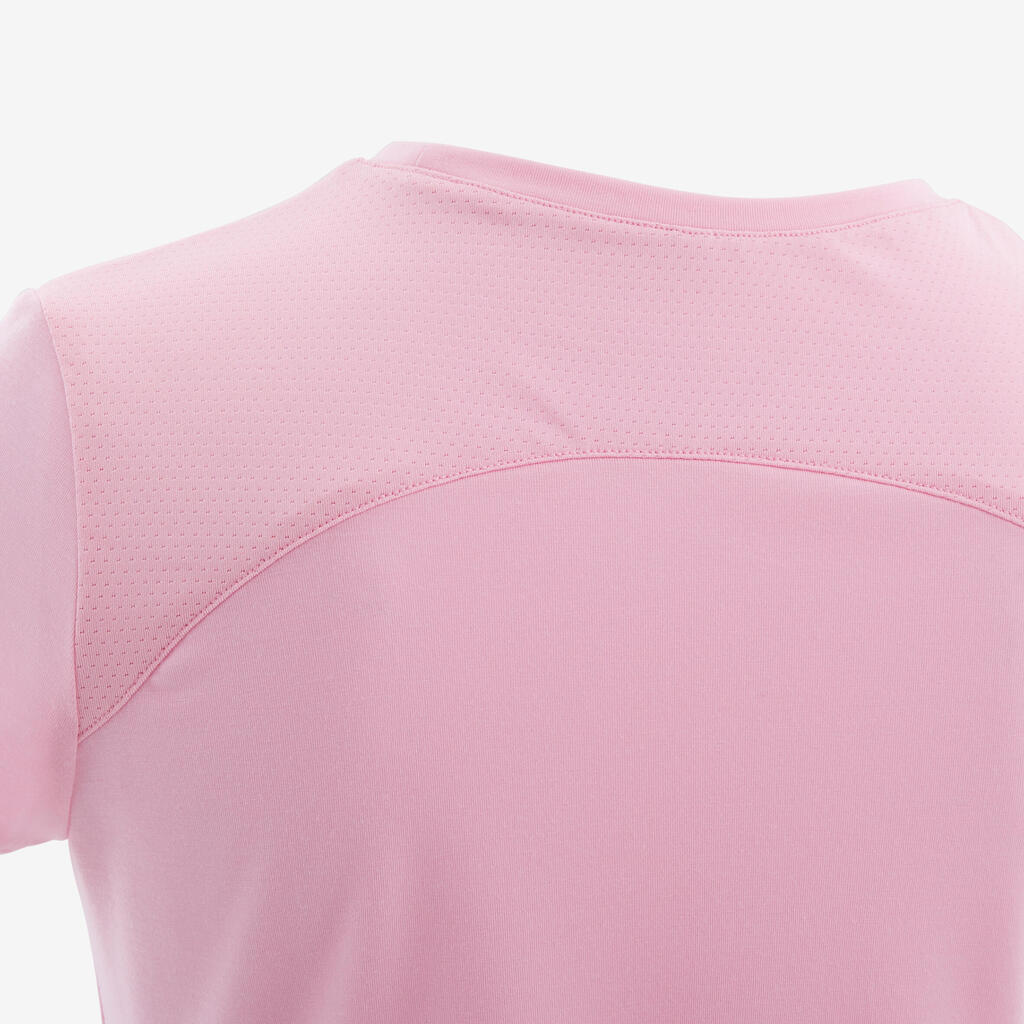 Girls' Breathable Short-Sleeved Gym T-Shirt 500 - Light Pink