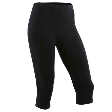 Girls' Basic Cotton Cropped Leggings - Black