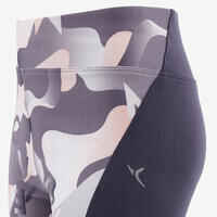 Girls' Breathable Synthetic Leggings - Grey/Pink/Print