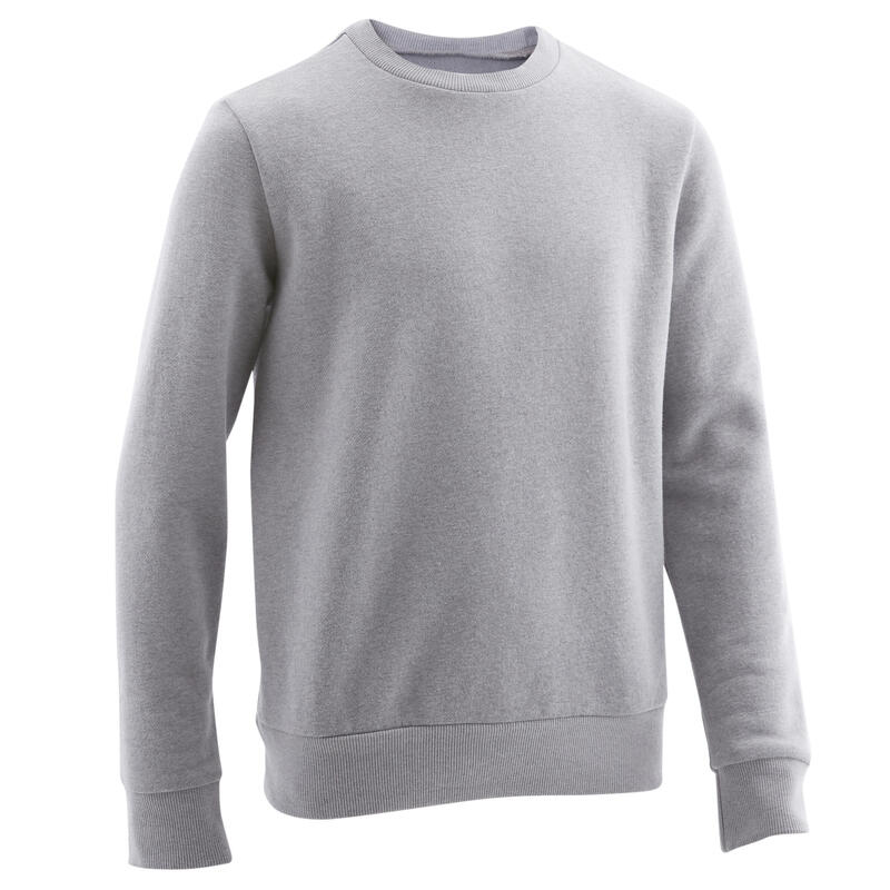 Kids' Unisex Warm Crew Neck Sweatshirt - Light Mottled Grey