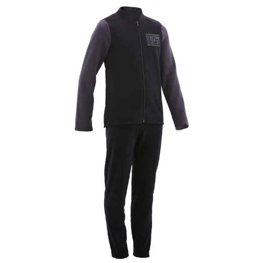 
      Survêtement chaud 100 garçon GYM ENFANT noir/manches grises Warmy Zip
  