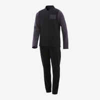 Boys' Warm Gym Tracksuit 100 Warmy Zip - Black/Grey Sleeves