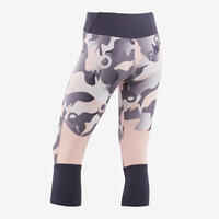Girls' Breathable Synthetic Cropped Leggings - Grey/Print
