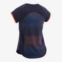 T-Shirt Synthetik atmungsaktiv Kinder marineblau mit Print