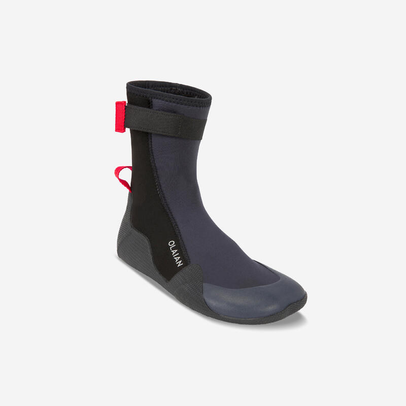 Botins de Surf 500 Criança 3 mm Preto Vermelho