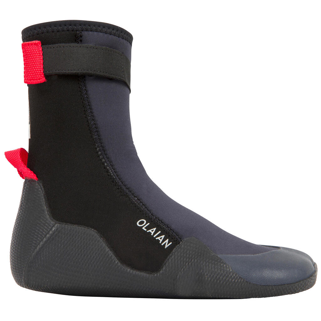 Crno-crvene dečje neoprenske papuče za surfovanje 500 (3 mm)