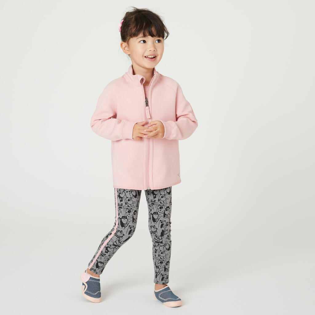 Kids' Warm Leggings 120 - Grey/Pink with Patterns