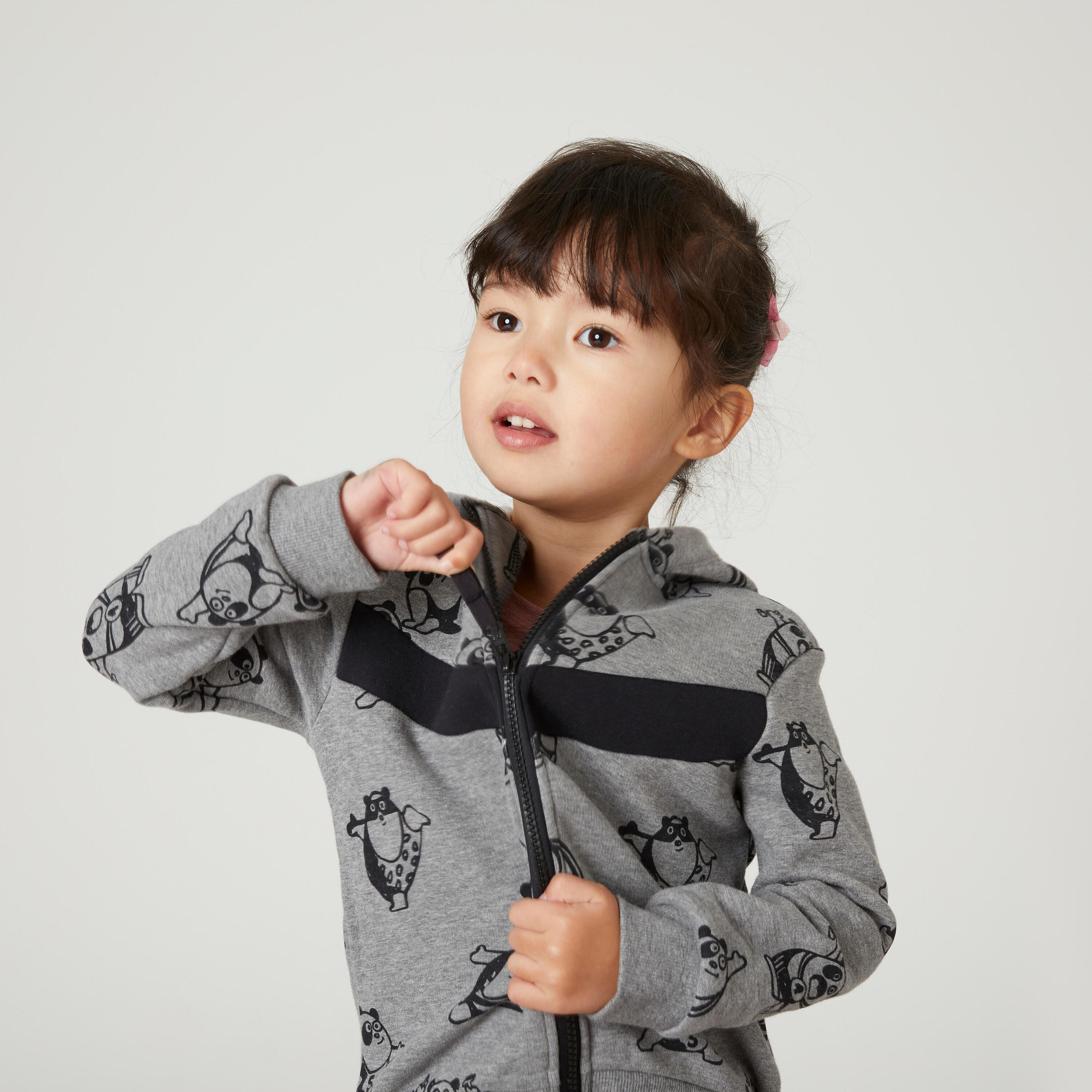 Baby's Basic Zip-Up Sweatshirt - Grey With Design 8/10