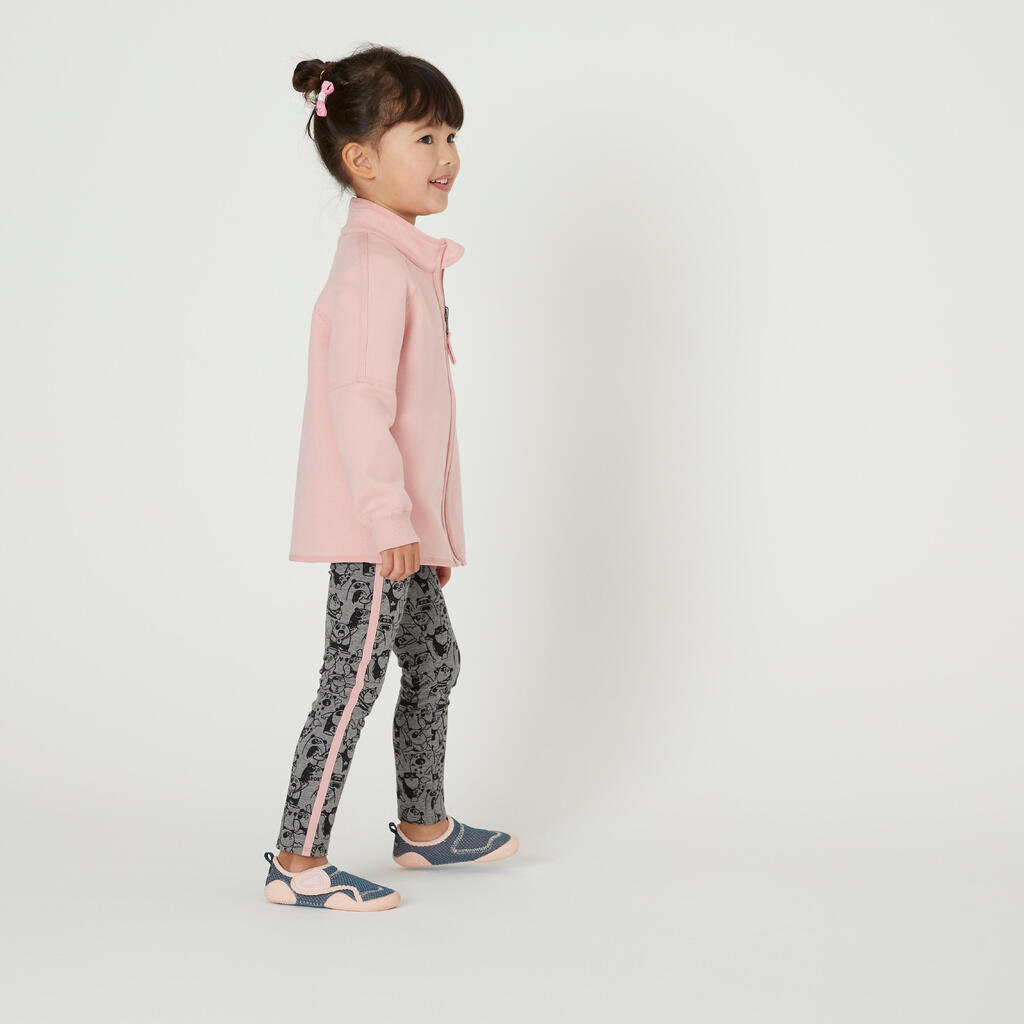 Kids' Warm Leggings 120 - Grey/Pink with Patterns