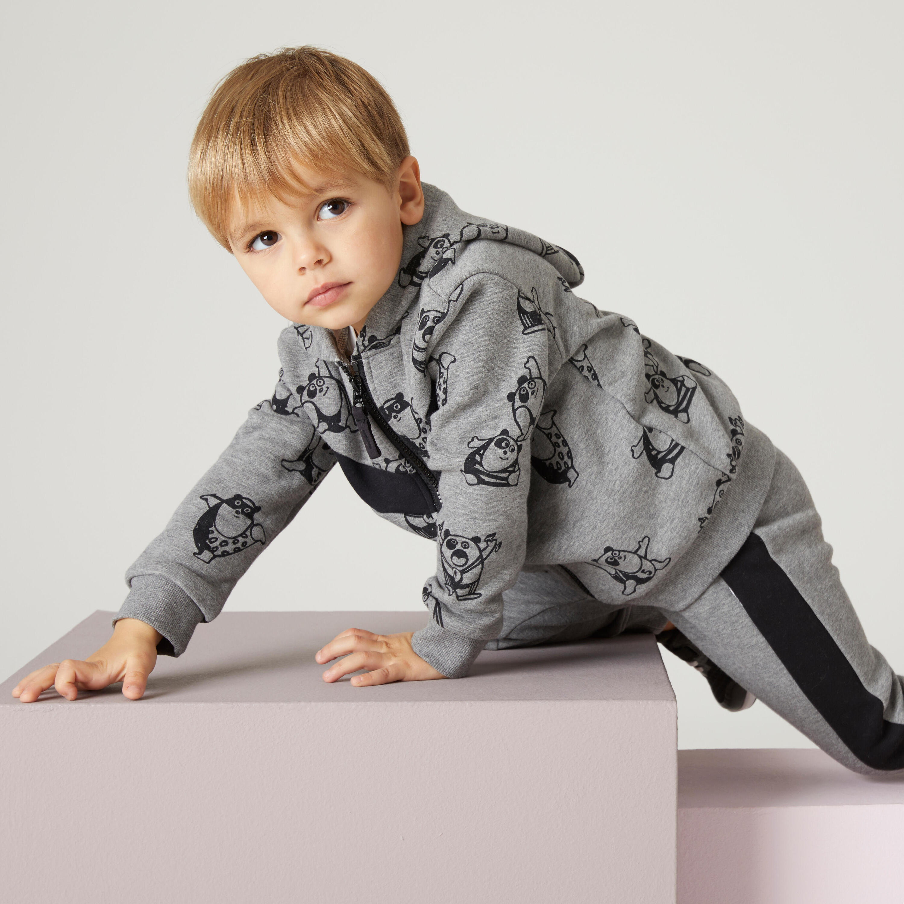 Baby's Basic Zip-Up Sweatshirt - Grey With Design 5/10
