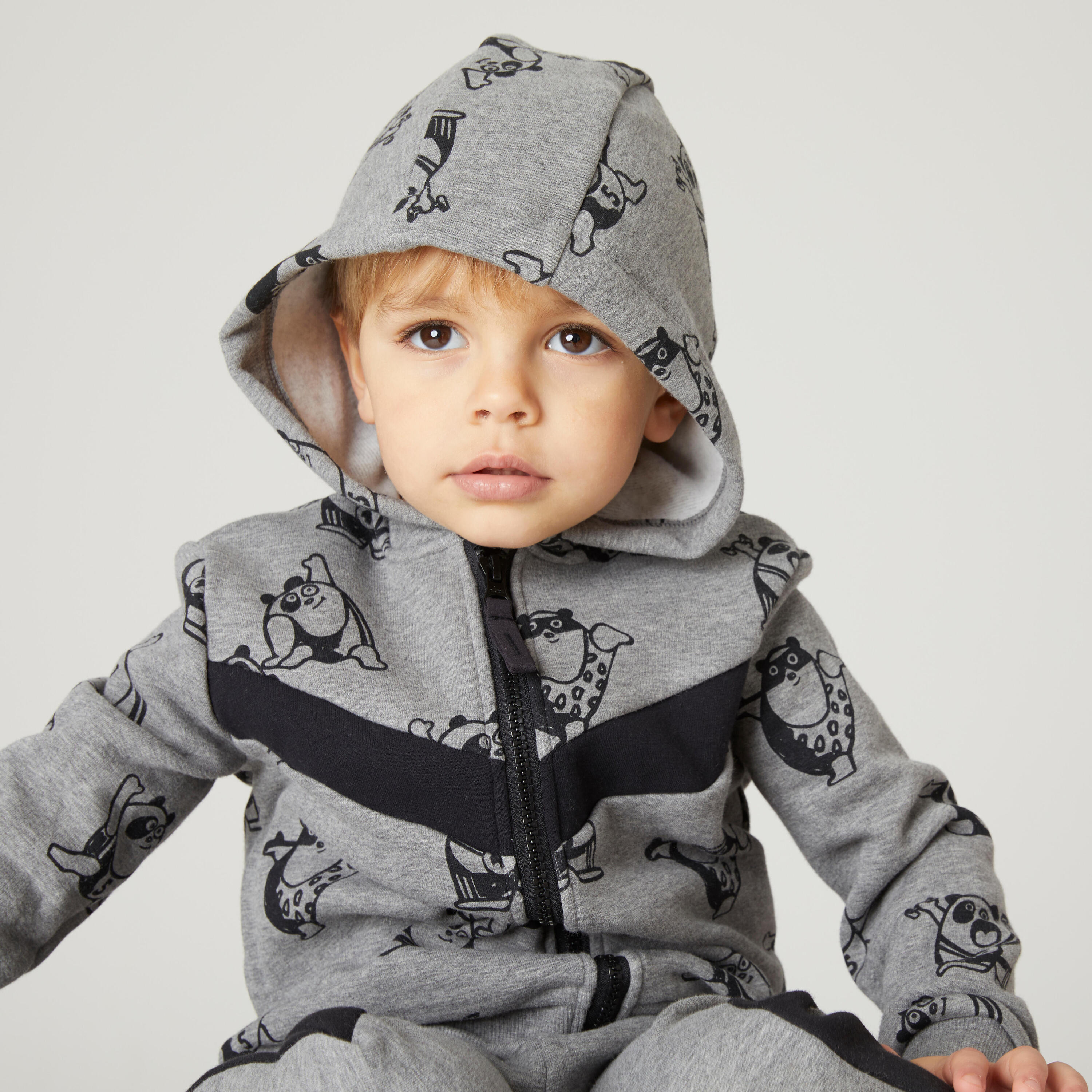 Baby's Basic Zip-Up Sweatshirt - Grey With Design 4/10