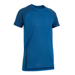 Boys' Light Breathable Gym T-Shirt S580 - Blue/Navy Raglan Sleeves