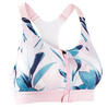 Women's Fitness Cardio Training Zip-Up Bra 900 - White/Pink Print