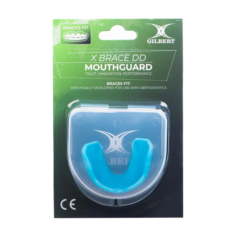 Fogvédő rögbizéshez, fogszabályzót viselők számára, Ortho X Brace Dual, kék 