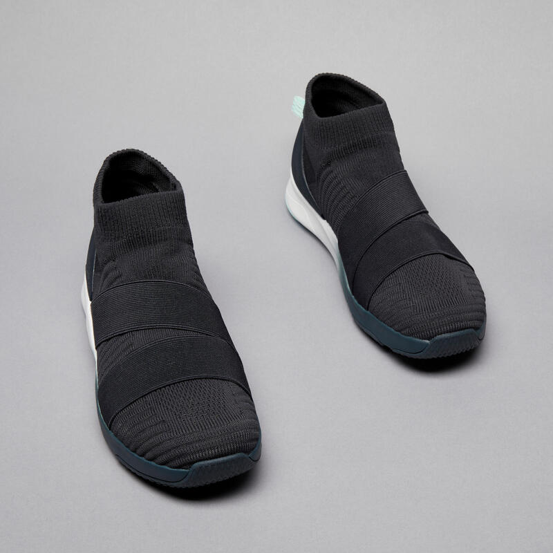 Chaussures de fitness 500 gris strapes sans lacets