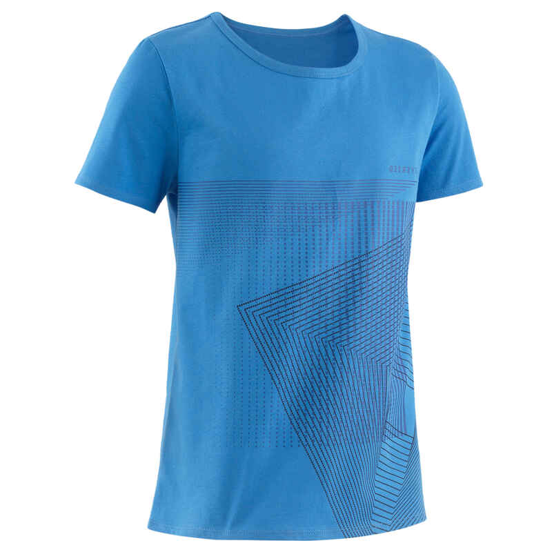 T-Shirt Basic 100 Gym Kinder blau mit Print T-Shirt Basic 100 Gym Kinder blau mit Print
