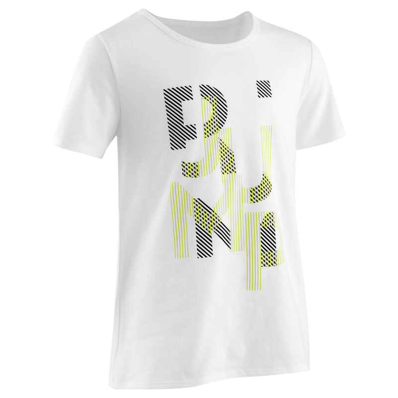 T-Shirt Basic Kinder weiss/gelb mit Print T-Shirt Basic Kinder weiss/gelb mit Print