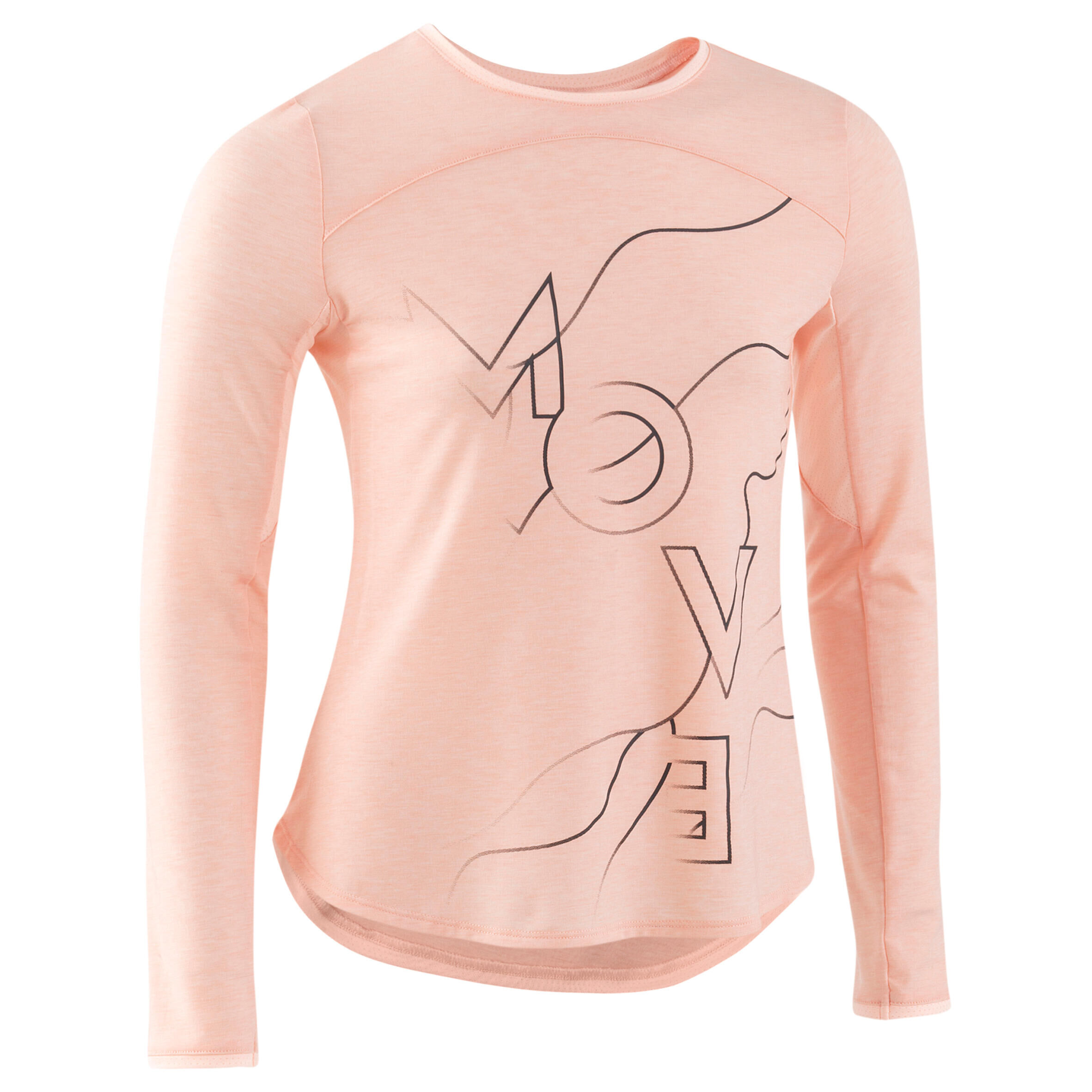 DOMYOS Kids' Breathable Long-Sleeved T-Shirt - Pink