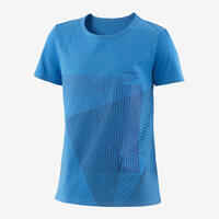 T-Shirt Basic 100 Gym Kinder blau mit Print