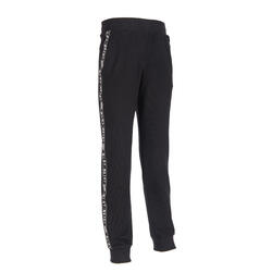 Boys' French Terry Gym Jogging Bottoms 100 - Black/Side Strip