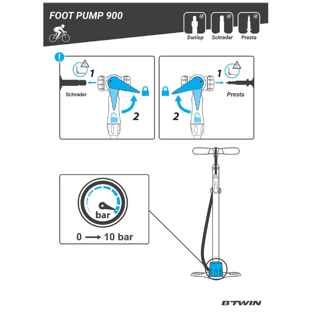 Fahrradpumpe Standpumpe - 900 neongelb 