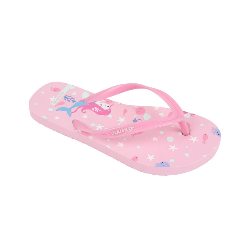 女童款夾腳拖鞋120－粉紅色／人魚款
