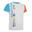 兒童款透氣跑步 T 恤 KIPRUN Dry+ - 印花／白色、藍色和橘色