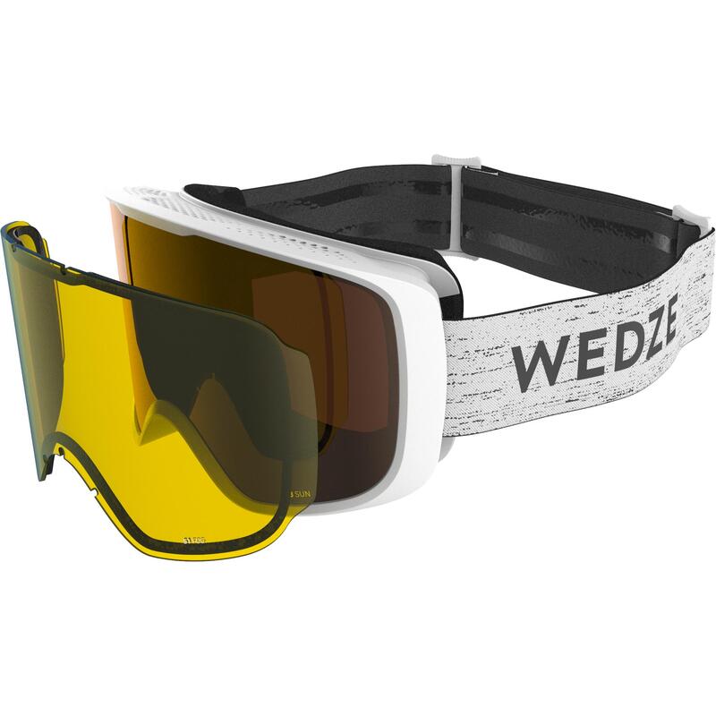 Ski- en snowboardbril voor volwassenen en kinderen G 100 I alle weertypes wit