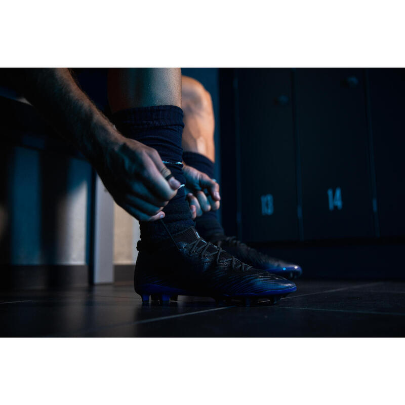 Felnőtt futballcipő CLR SG, mélytalajra, fekete, kék 