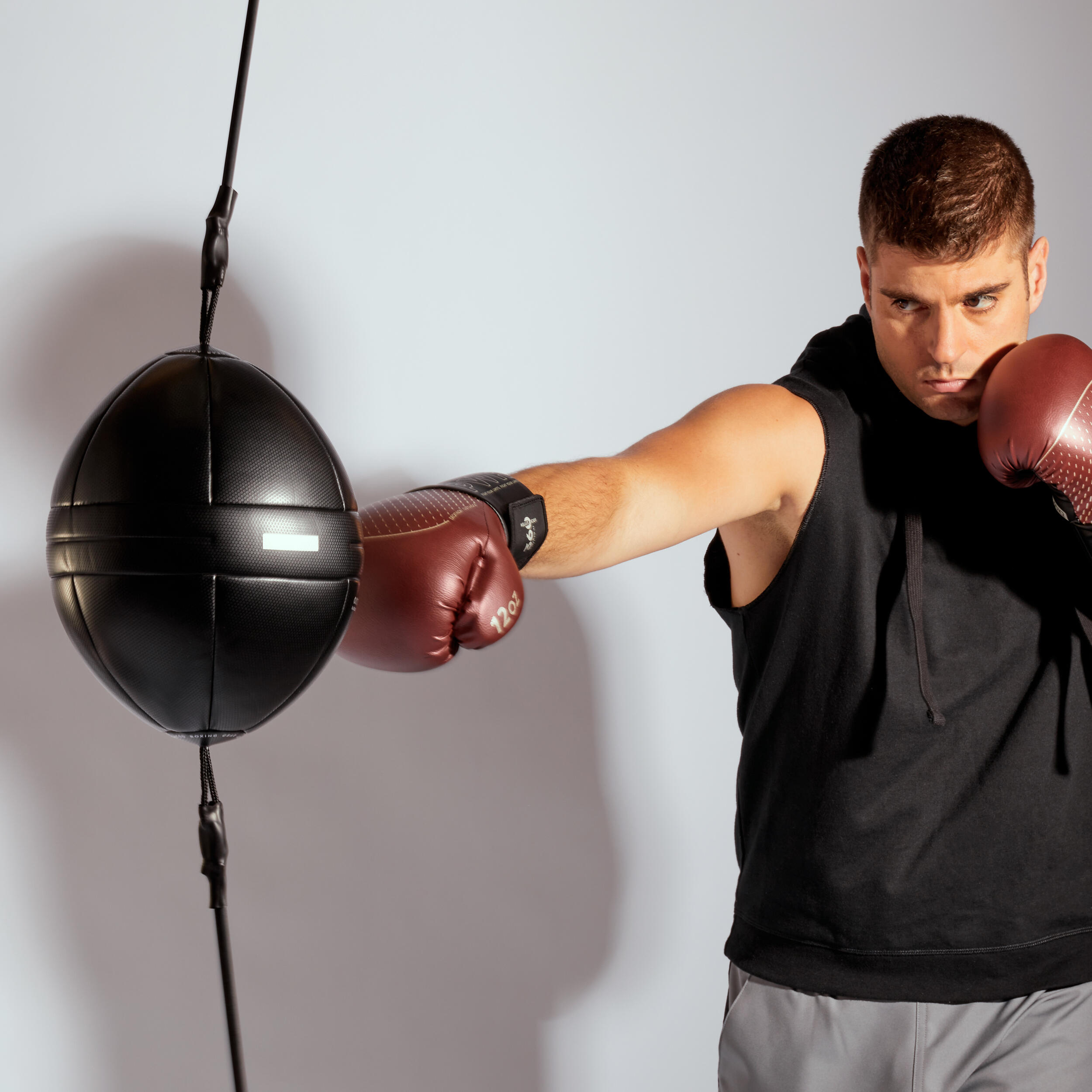 Sac De Frappe Double Extrémité – Punching Ball En Cuir Synthétique, Avec Corde élastique, Pour Entraînement Boxe Intérieur