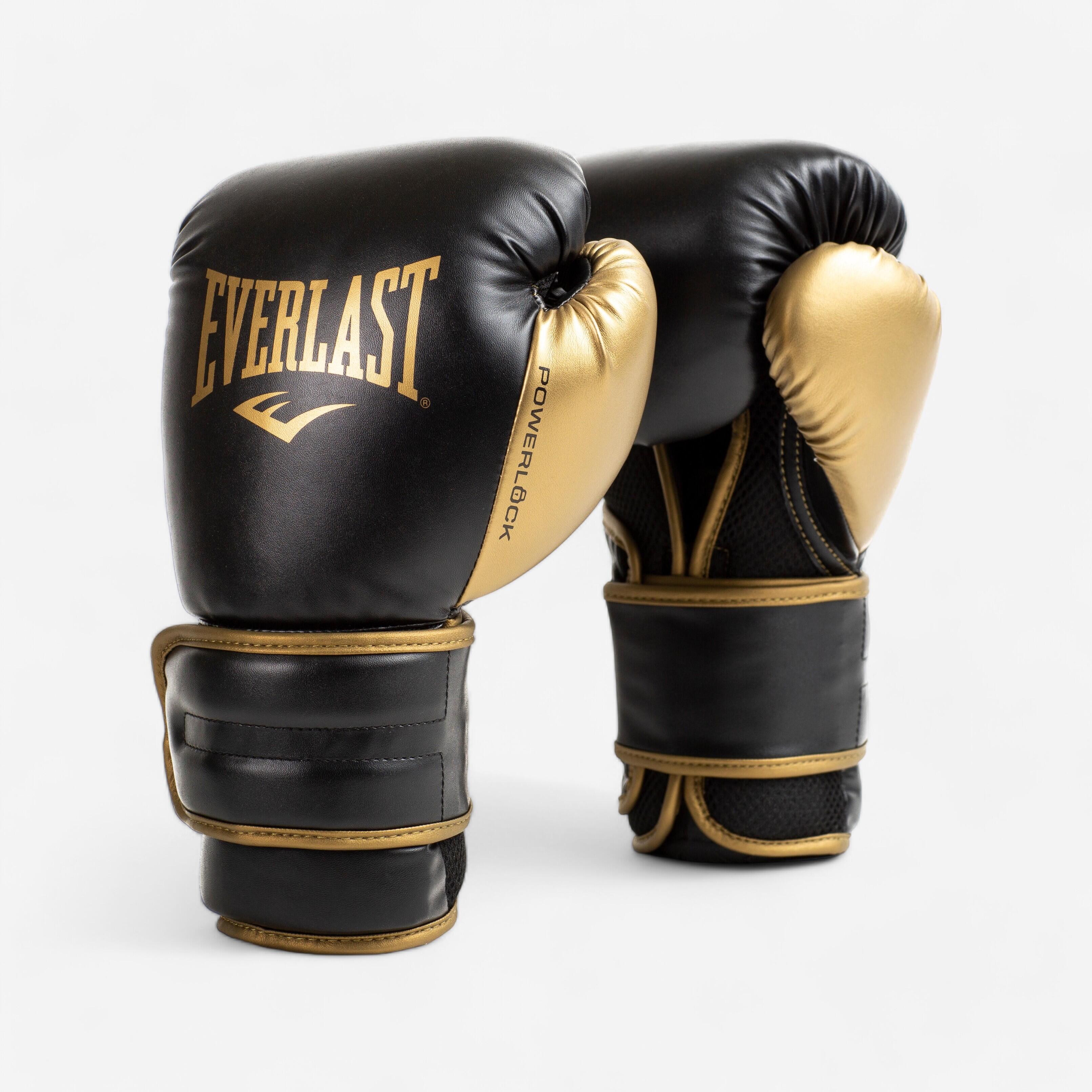 Boxhandschuhe Powerlock Schwarz Gold Everlast Decathlon