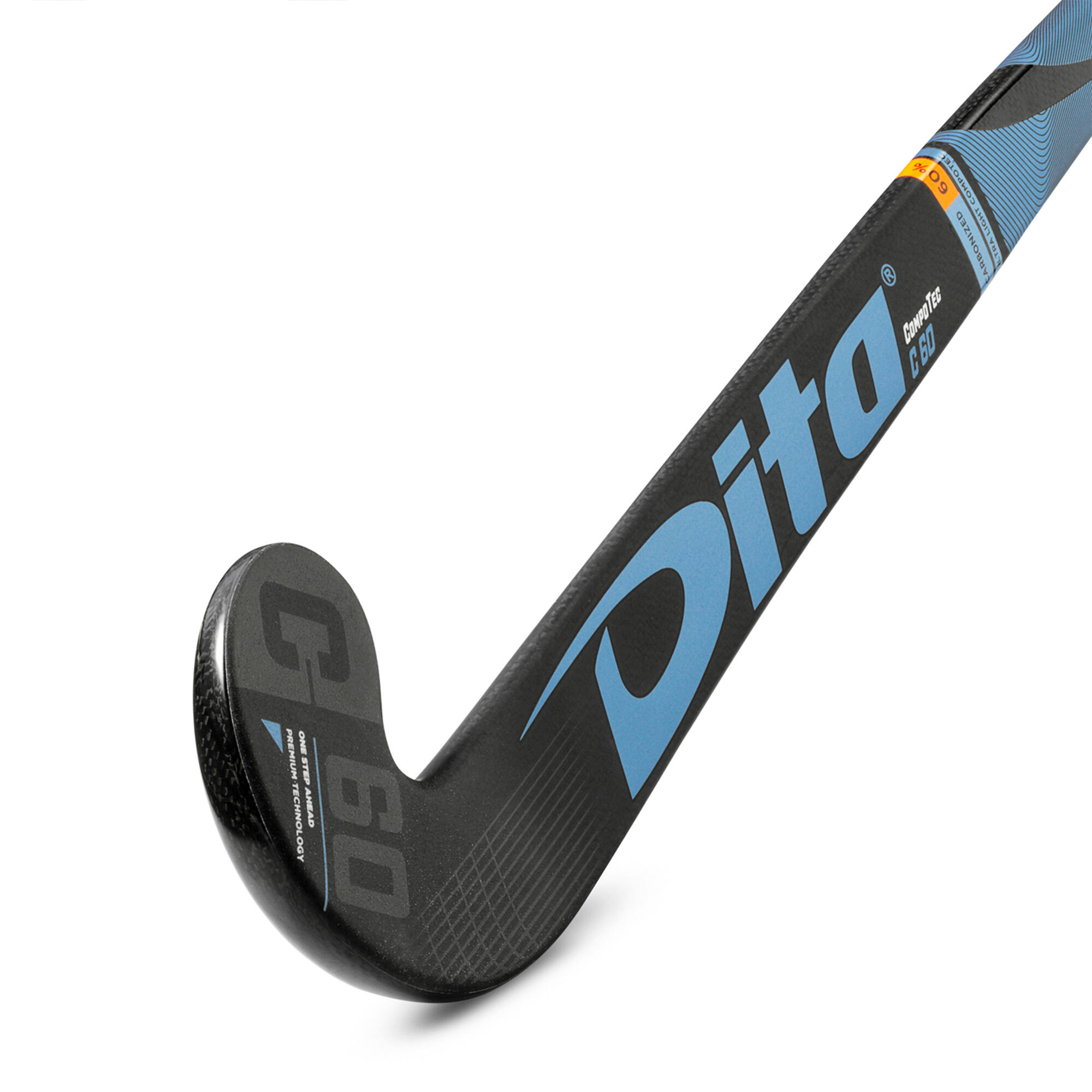 Intermediate 60% Carbon Mid Bow Field Hockey Stick CompotecC60 - Blue/Black 2/5