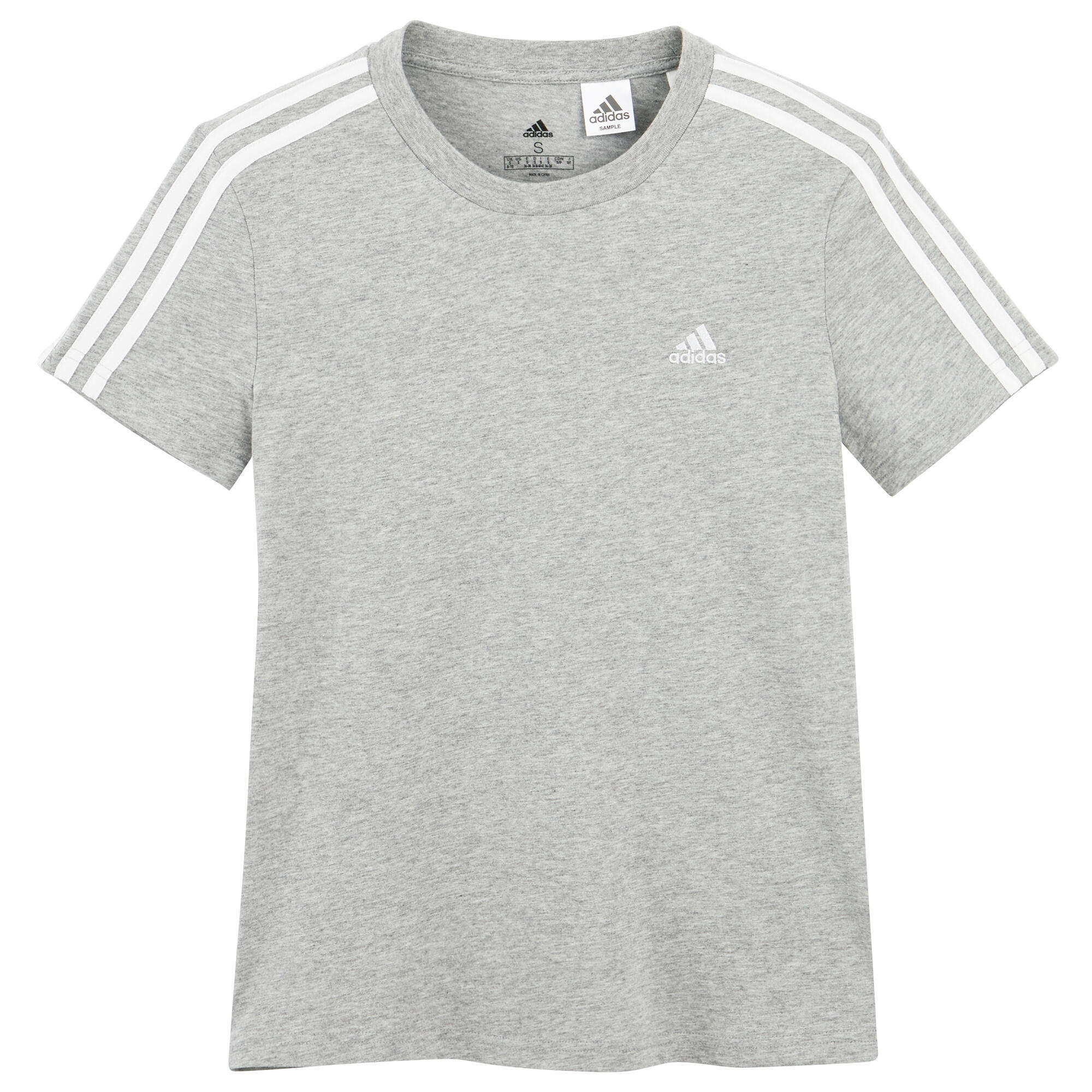 Camiseta mujer manga corta 100 algod n adidas fitness 3 franjas