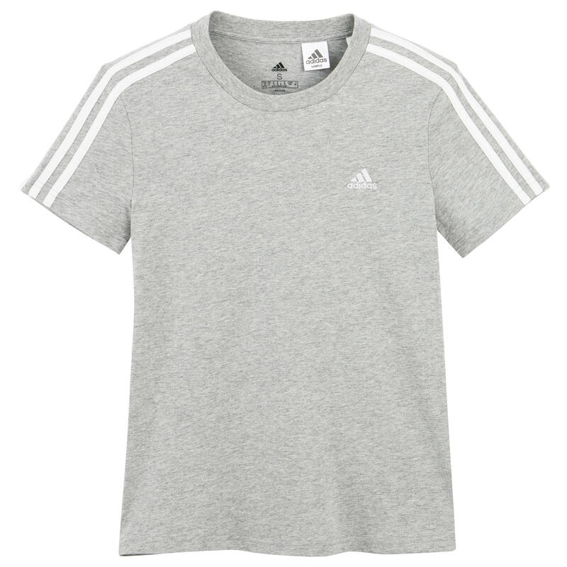 T-shirt donna fitness ADIDAS slim 100% cotone grigio melange
