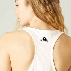 Γυναικείο αμάνικο μπλουζάκι γυμναστικής χαμηλής έντασης - Λευκό