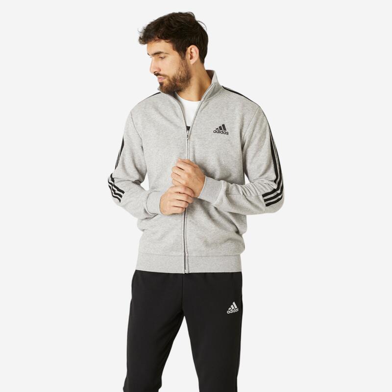 Trainingspak fitness katoen Aeroready gemêleerd grijs ADIDAS | Decathlon.nl