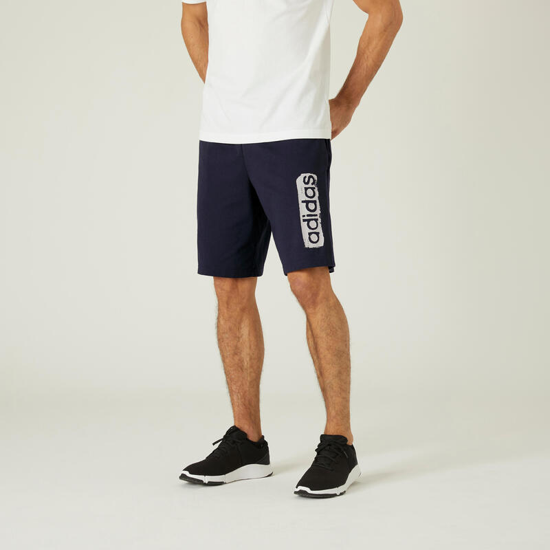 Short Fitness homme coton droit avec poche - Essentials noir