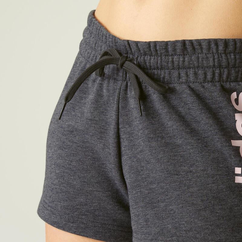 Women's SlimFit Cotton Fitness Shorts Without Pockets Linear Mottled