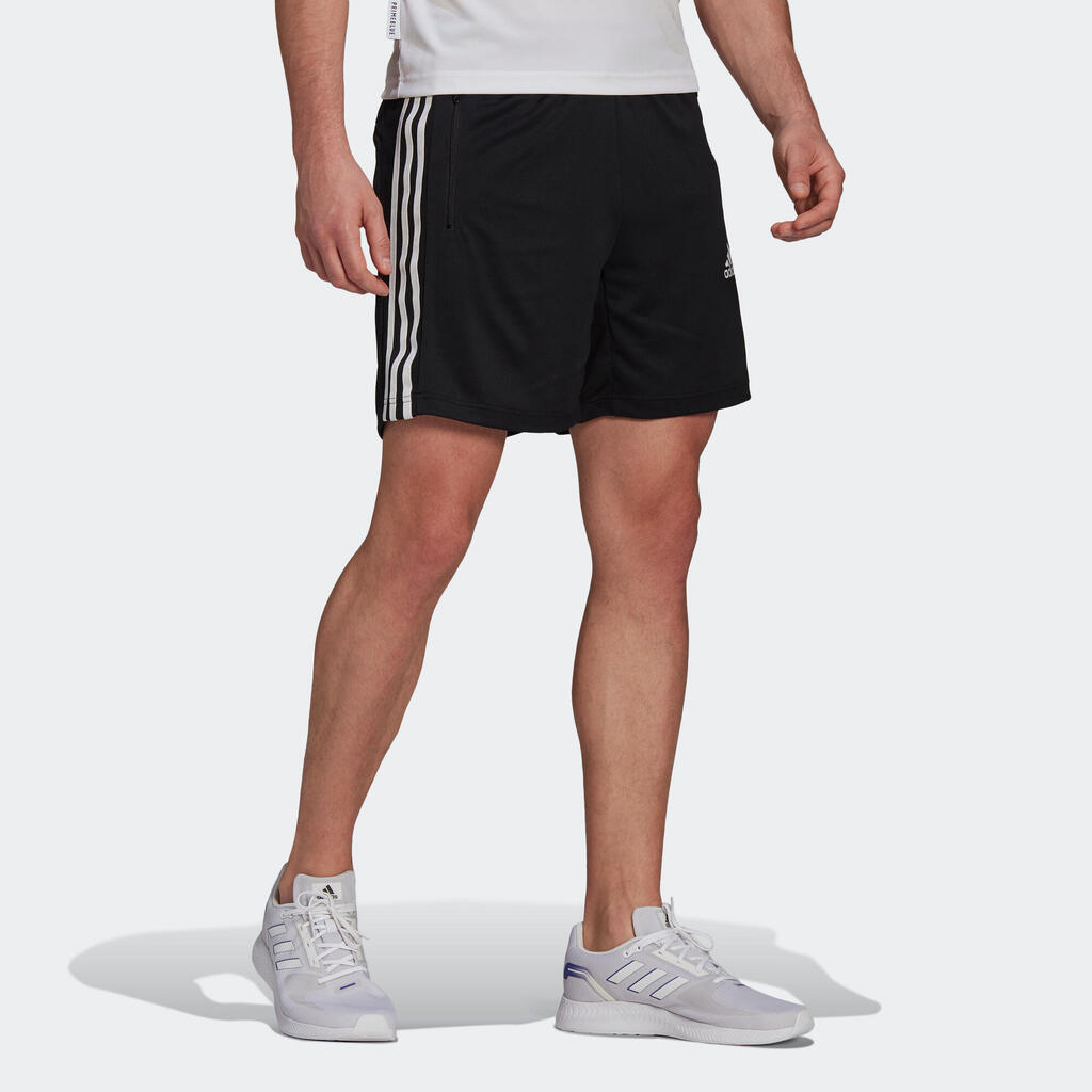 Shorts Fitness 3 Streifen Herren schwarz